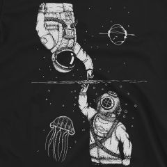 Astronauten und Tiefseetaucher-T-Shirt aus 100 % Baumwolle