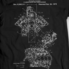 Zylinder-Block für Turbolader-Patent-T-Shirt Mens-Geschenk-Ideen-100% Baumwoll