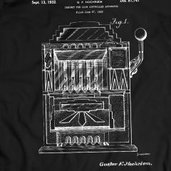 Weinlese-Spielautomat-Patent-T-Shirt Poker-T-Stück 100% Baumwollferiengeschenk-Geburtstags-Geschenk