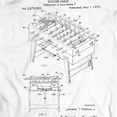1975 Foosball Tabelle Patent Fußball T-Shirt 100% Baumwolle Urlaub Geschenk Geburtstagsgeschenk