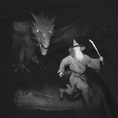 Zauberer und Drache Nachtjagd – Gandalf Abenteuer Lustiges Grafik-T-Shirt
