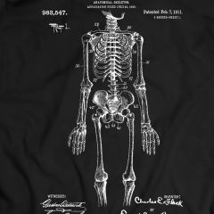 Skeleton P  Patent T-Shi  T-Shirt Mens  Mens Gift