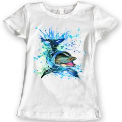Dolphin T-Shirts Aquarell Design Damen Geschenk Idee 100% Baumwolle S bis XL Urlaub Weihnachtsgeschenk Geburtstag