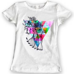 Hirsch mit Blumen Sommer 2017 T-Shirts Aquarell Damen Geschenk Idee 100% Baumwolle