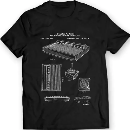 Atari Original Videospielkonsole Patent T-Shirt Tee Weihnachtsgeschenk 