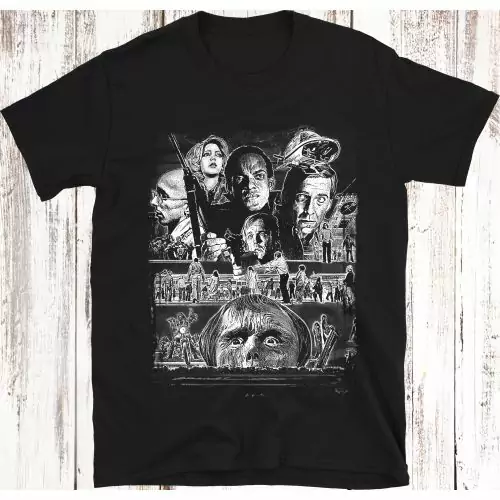 Dawn of the Dead: Trage das untote Erbe mit unserem exklusiven T-Shirt, das Charaktere aus dem wegweisenden Zombiefilm (1978) zeigt; ein ikonisches Ensemble der Untoten, eine filmische Zeitkapsel, Komfort im Chaos und ein Geschenk für Zombiefans. Bestelle