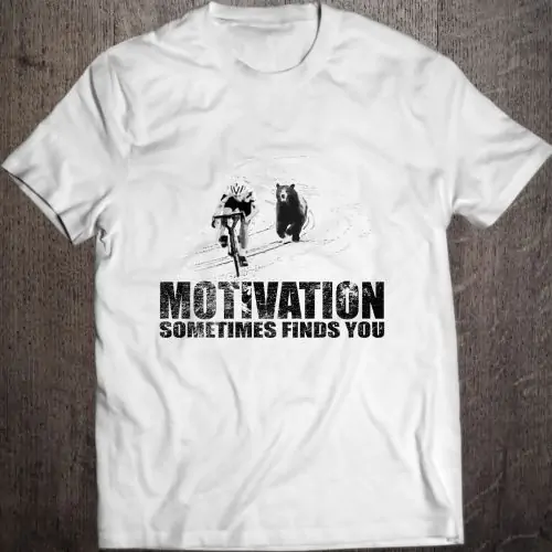 Motivational T-shirt Men Gift Idea Present Bear Chasing Cyclist Apparel