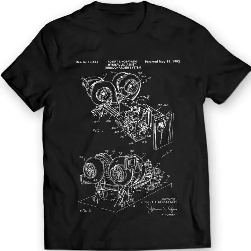 Hydraulisches Vorlagen-Turbolader-System-Patent-T-Shirt Mens-Geschenk-Ideen-100% Baumwolle