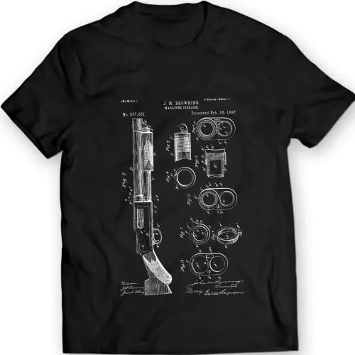 Browning Ultraverse Malibu Firearm Patent T-Shirt – Stil trifft auf Präzision!