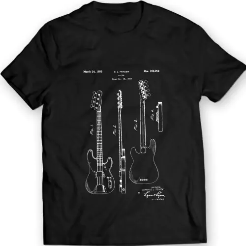 Clarence Fender Precision Bassgitarren-Patent-T-Shirt – Klimpern mit Stil