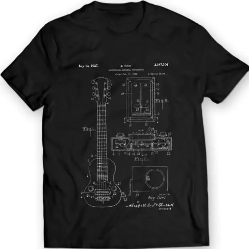 Entfessle Musikgeschichte: Gibson E-Gitarre Paul Les Patent T-Shirt