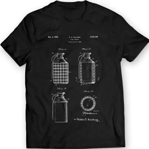 Fragmented Fashion: Hand Grenade Patent T-Shirt 1935 Edition