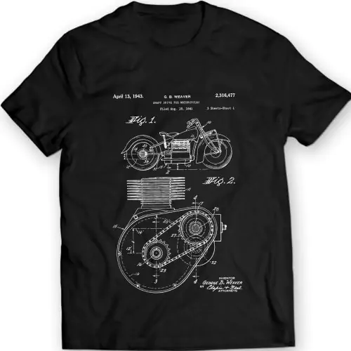 Beleben Sie Ihren Stil mit unserem Shaft Drive Motorcycle Patent-Motorrad-T-Shirt, fachmännisch aus hochwertiger Baumwolle