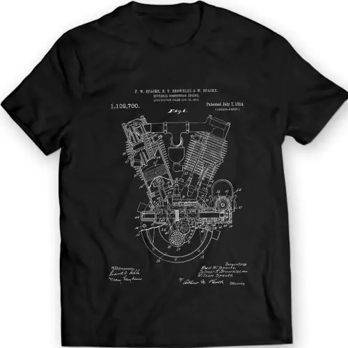 Vintage-Motorrad-Motor-Patent-T-Shirt – perfektes Geschenk für Motorrad-Enthusiasten!