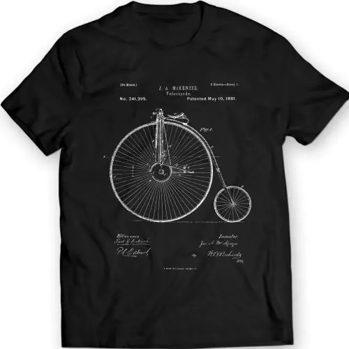 Reisen Sie mit unserem „Old Style Bicycle Patent 1881 T-Shirt“, einer nostalgischen Hommage an die Anfänge der Innovation im Radsport, in die Vergangenheit. 