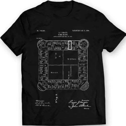 Betreten Sie das Reich der Brettspielgeschichte mit unserem Landlord's Game Patent 1904 T-Shirt, einer modischen Hommage an den Vorläufer des legendären Monopoly. 